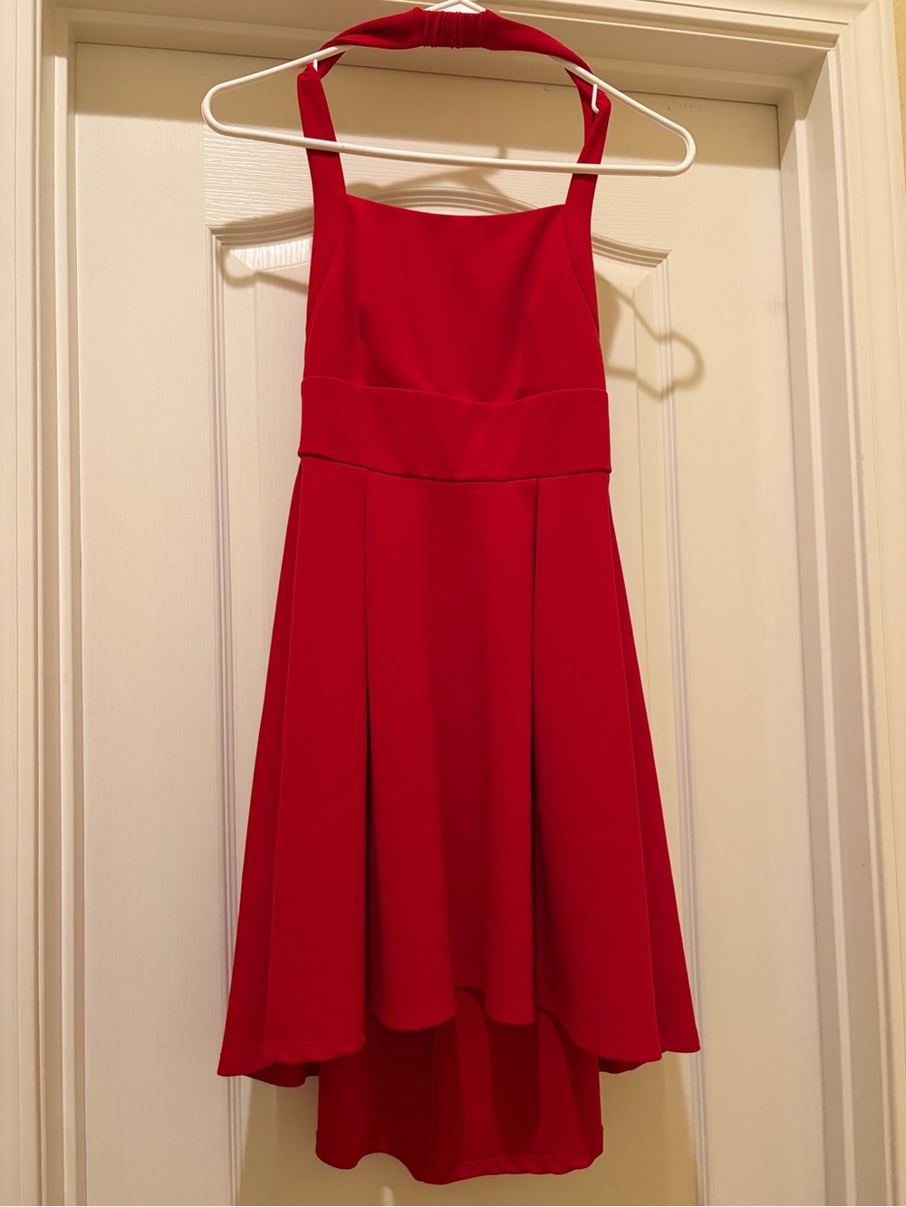 Red Halter High-Low Party Dress